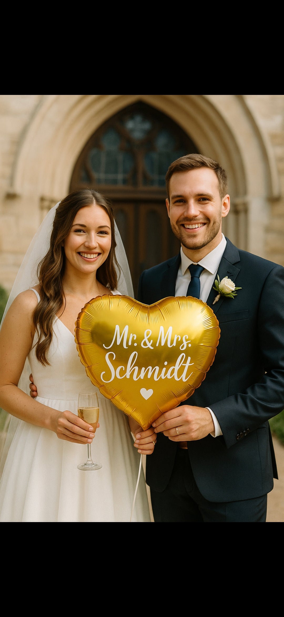 Personalisierter Herz-Heliumballon mit Wunschtext